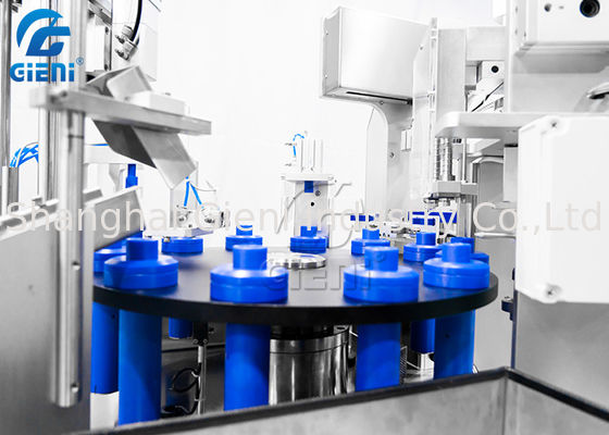 เครื่องบรรจุและปิดฝาแบบโรตารี่กึ่งอัตโนมัติสำหรับมาสคาร่าหรือลิปกลอส